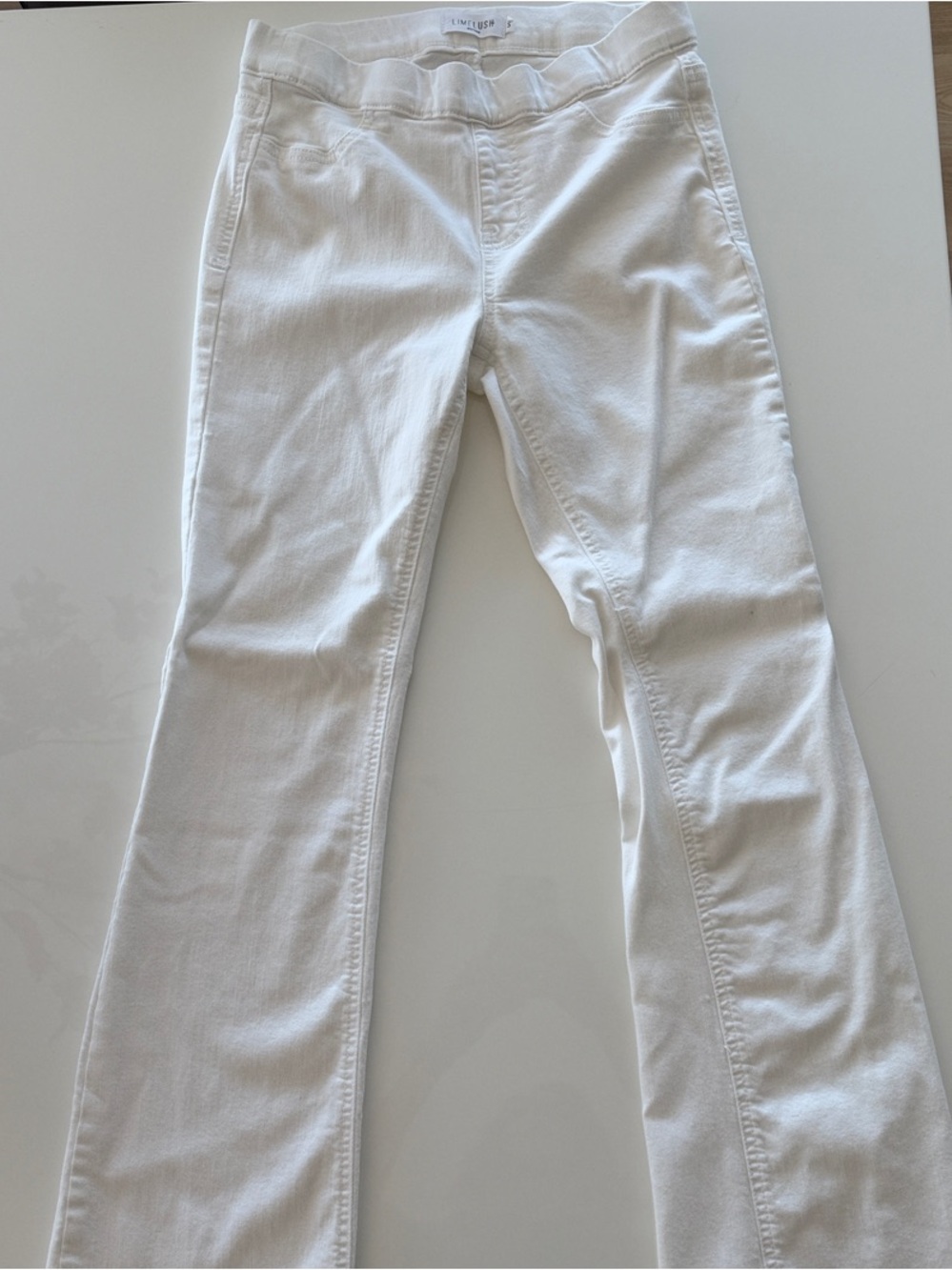 White Flare Jeans with Comfortable Stretch Waistband